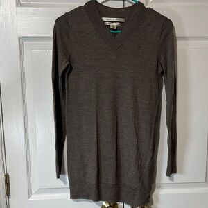 Max Studio Dark Brown V-Neck Sweater 100%Wool Dz XS VGUC